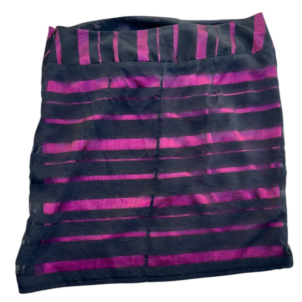 Apostrophe Women's Size 12 Black & Pink A-Line Skirt Semi Sheer Black Overlay - Picture 13 of 13